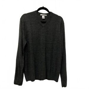Geoffrey Beene Women's Large Gray 100% Acrylic Pullover V Neck Sweater